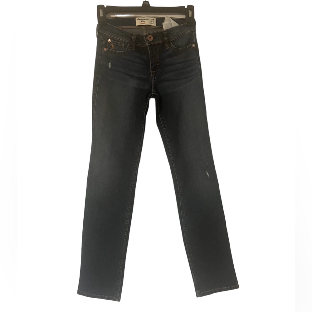 Abercrombie Kids Girls Dark Blue Denim Straight Jeans Size 11/12 Slim